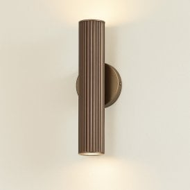 Westport Large Silk Knurl Ridged 250 Up & Down Wall Light - Bronze