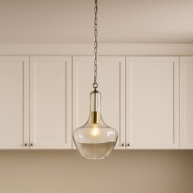 Westport Lexington Glass Ceiling Pendant Light - Antique Brass