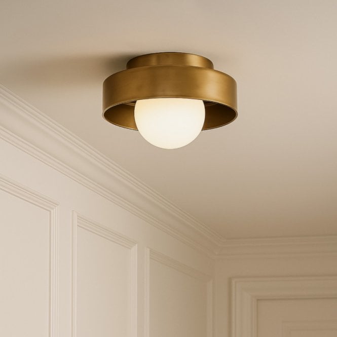 Westport Lighting Westport Monte Glass Flush Ceiling Light - Khaki Green