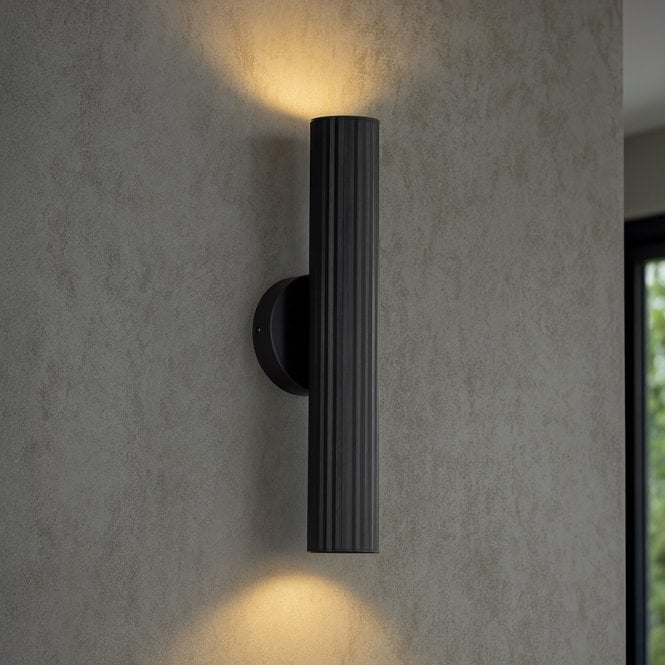 Westport Lighting Westport Moto Knurl Ridged 350 Up & Down Wall Light - Black