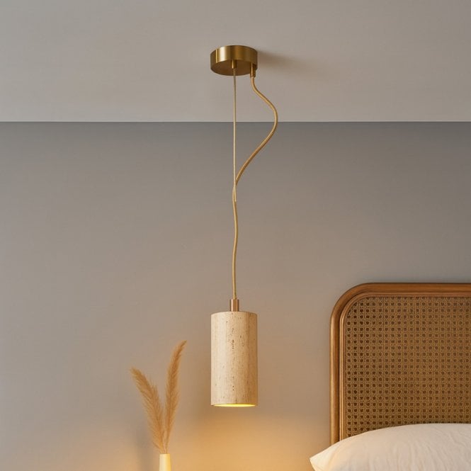 Westport Lighting Westport Noemi Travertine Stone Ceiling Pendant Light - Beige