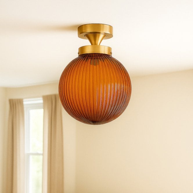 Westport Lighting Westport Old School Glass Semi-Flush Ceiling Light - Amber