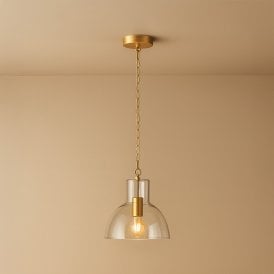 Westport Ryker Glass Ceiling Pendant Light - Antique Brass