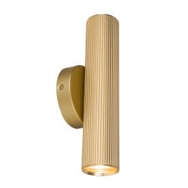 Westport Silk Knurl Ridged 250 Up & Down Wall Light - Brass