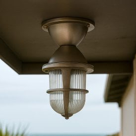 Westport Tisbury Coastal Outdoor Semi-Flush Ceiling Light - Matt Nickel