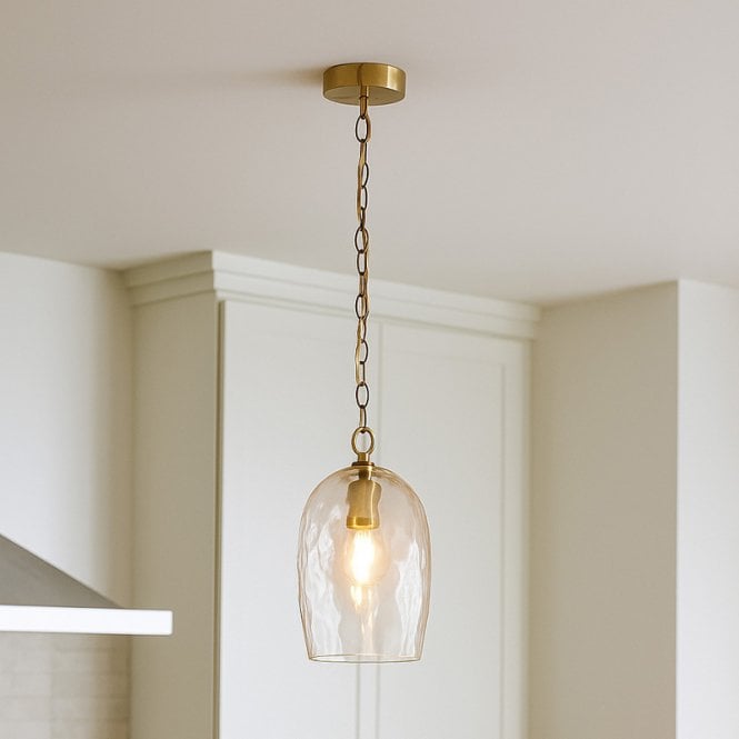 Westport Lighting Westport Wentworth Glass Ceiling Pendant Light - Antique Brass
