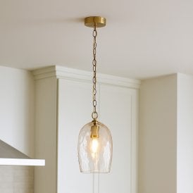 Westport Wentworth Glass Ceiling Pendant Light - Antique Brass