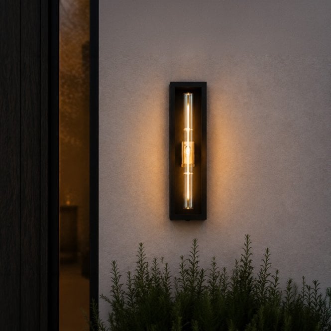 Westport  Obsidian LED Half Lantern Outdoor Wall Light - Black