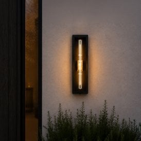 Westport Obsidian LED Half Lantern Outdoor Wall Light - Black