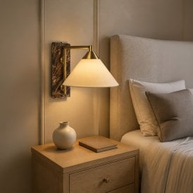 Westport Studio Marble Effect Wall Light - Antique Brass