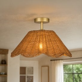 Wisteria Amorette Rattan Semi-Flush Ceiling Light - Natural