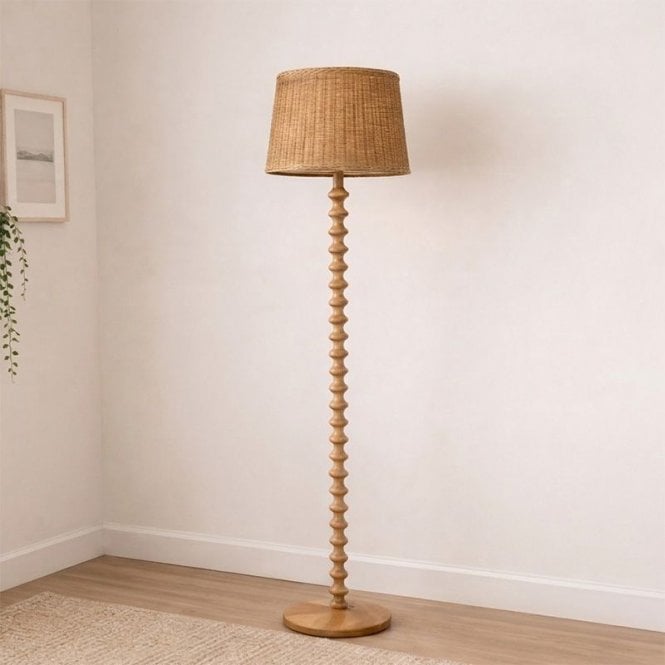 Wisteria  Arc Rattan Floor Lamp - Natural