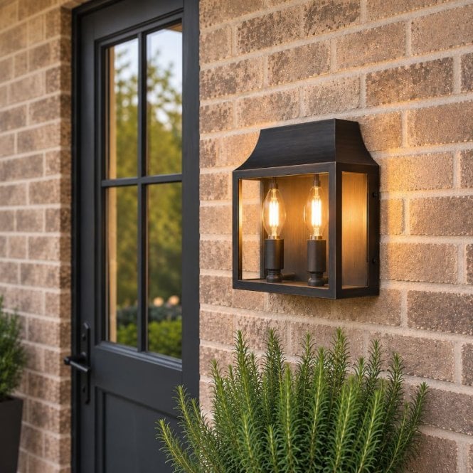 Wisteria  Bourton Half Lantern Outdoor Wall Light - Aged Gold