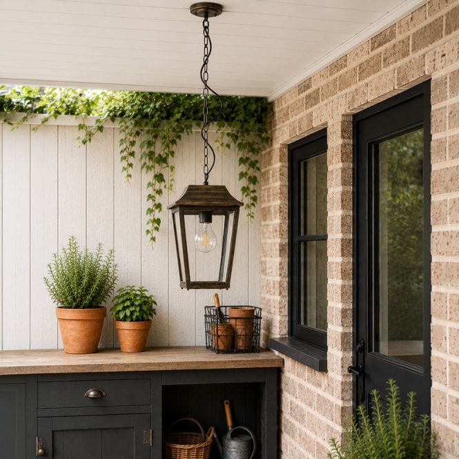 Wisteria  Bourton Outdoor Pendant Porch Lantern - Bronze