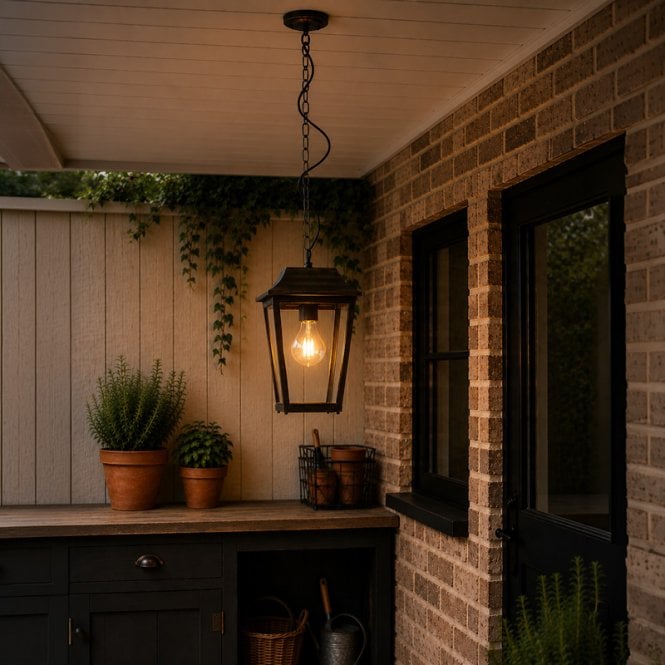 Wisteria Bourton Outdoor Pendant Porch Lantern - Bronze