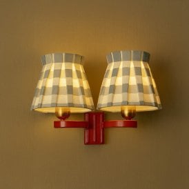Wisteria Boxie Twin Wall Light - Red & Grey