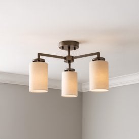 Wisteria Brook 3 Arm Semi-Flush Ceiling Light - Bronze