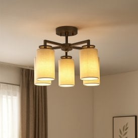Wisteria Brook 5 Arm Semi-Flush Ceiling Light - Bronze
