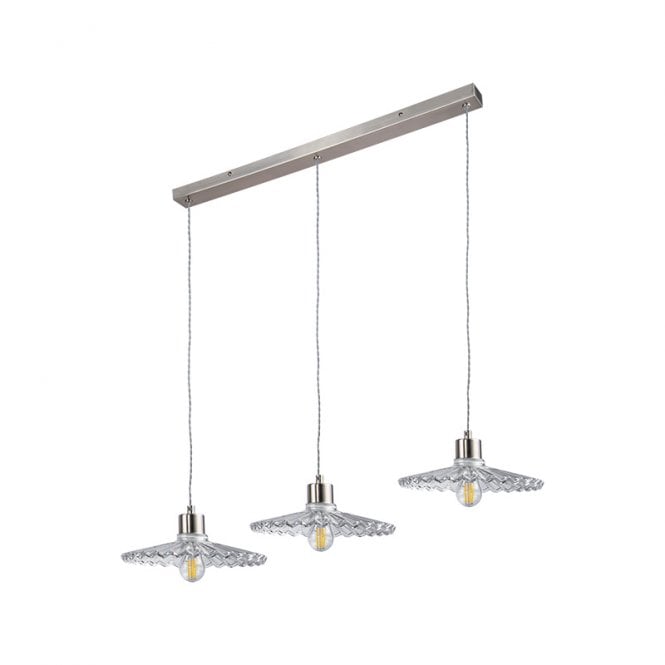 Wisteria  Cambridge Glass Bar Ceiling Pendant Light - Satin Nickel