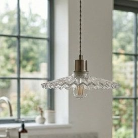 Wisteria Cambridge Glass Ceiling Pendant Light - Satin Nickel