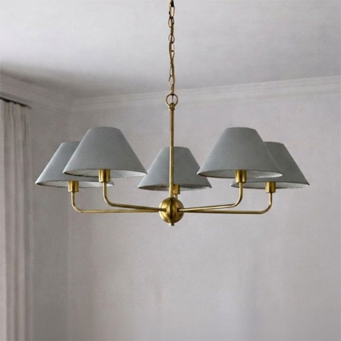 Wisteria  Celesta 5 Arm Ceiling Pendant Light - Brushed Brass