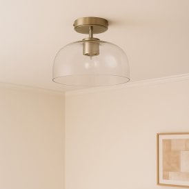 Wisteria Clara Glass Flush Ceiling Light - Champagne