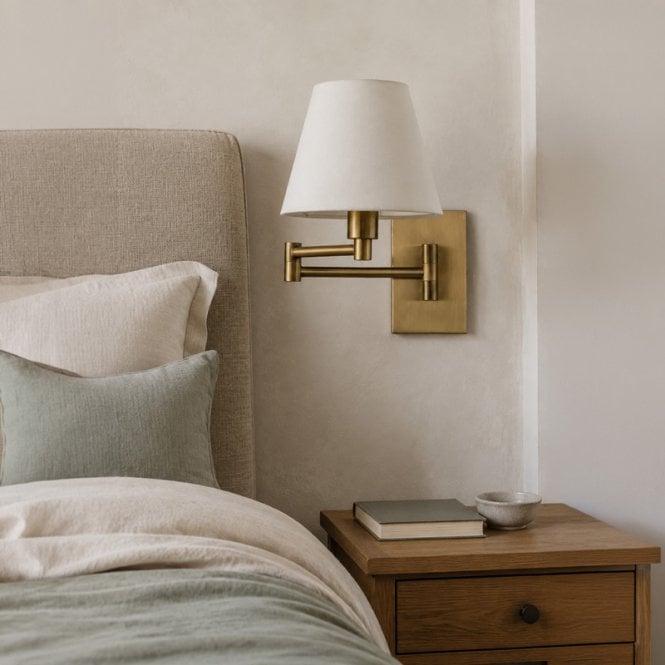 Wisteria  Clementine Adjustable Swing Arm Wall Light - Antique Brass