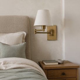 Wisteria Clementine Adjustable Swing Arm Wall Light - Antique Brass
