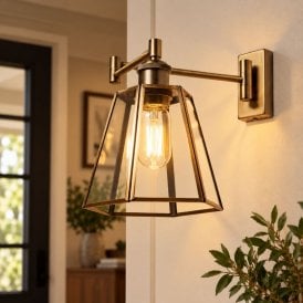 Dahlia Swing Arm Reading Light - Antique Brass