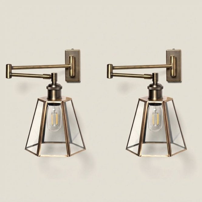 Wisteria  Dahlia Swing Arm Reading Light - Pack of 2 - Antique Brass