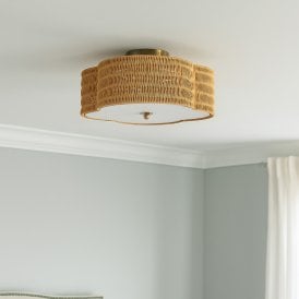 Wisteria Daisy Rattan Flush Ceiling Light - Natural