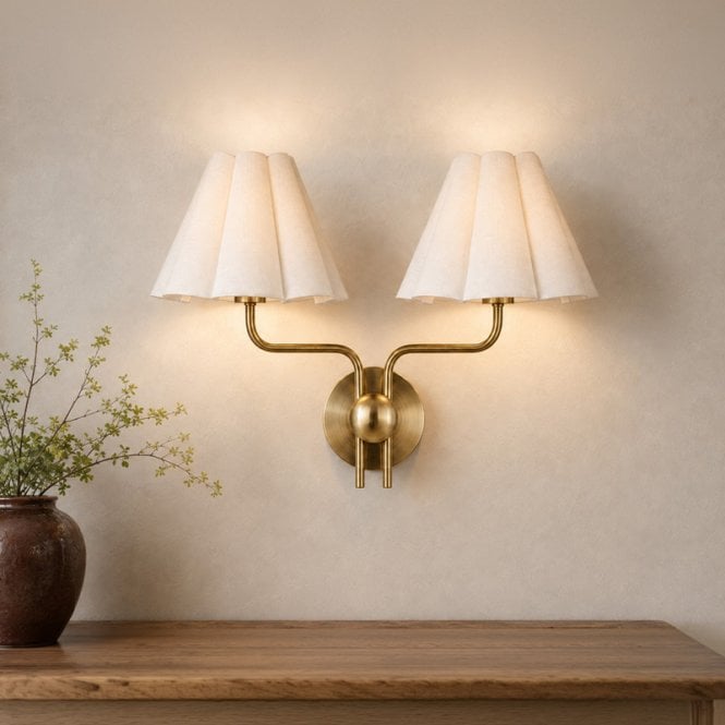 Wisteria  Eloise Twin Wall Light - Antique Brass