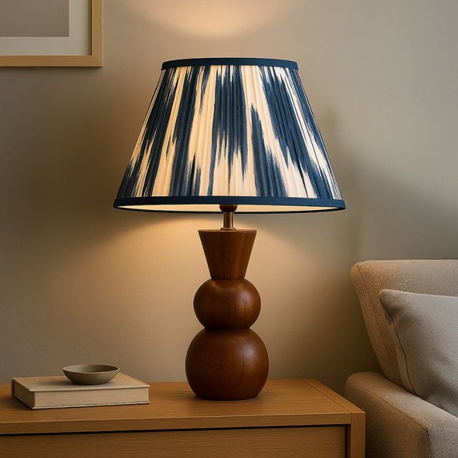 Wisteria  Grove Wood Table Lamp with Elodie Shade - Navy