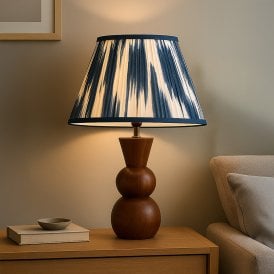 Wisteria Grove Wood Table Lamp with Elodie Shade - Navy