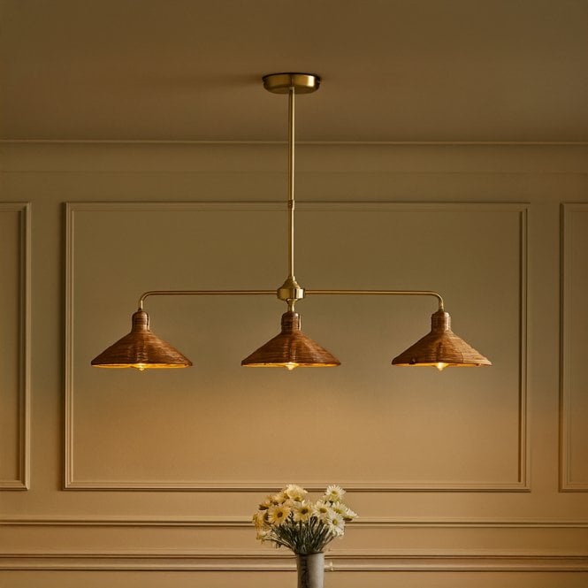 Wisteria  Mabel Rattan 3 Light Bar Ceiling Pendant - Natural
