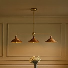 Wisteria Mabel Rattan 3 Light Bar Ceiling Pendant - Natural