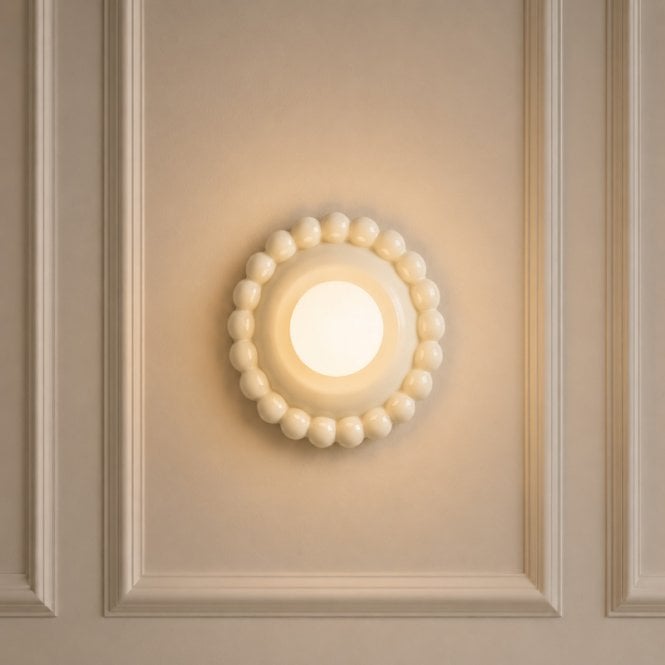 Wisteria  Madeleine Ceramic Flush Wall Light - Cream