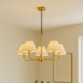 Wisteria Margaret 5 Arm Ceiling Pendant Light - Antique Brass