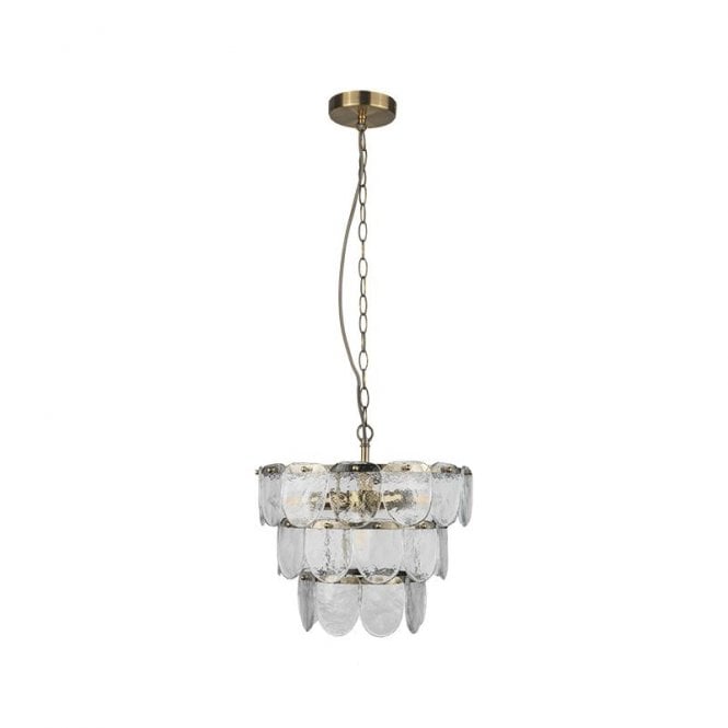 Wisteria  Merise Glass Ceiling Pendant Light - Antique Brass
