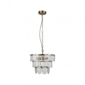 Wisteria Merise Glass Ceiling Pendant Light - Antique Brass
