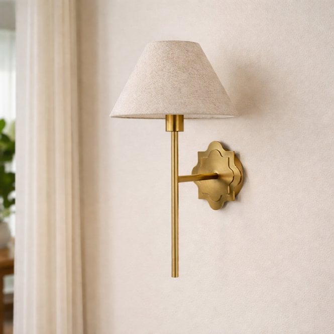 Wisteria  Mira Linen Wall Light - Brushed Brass