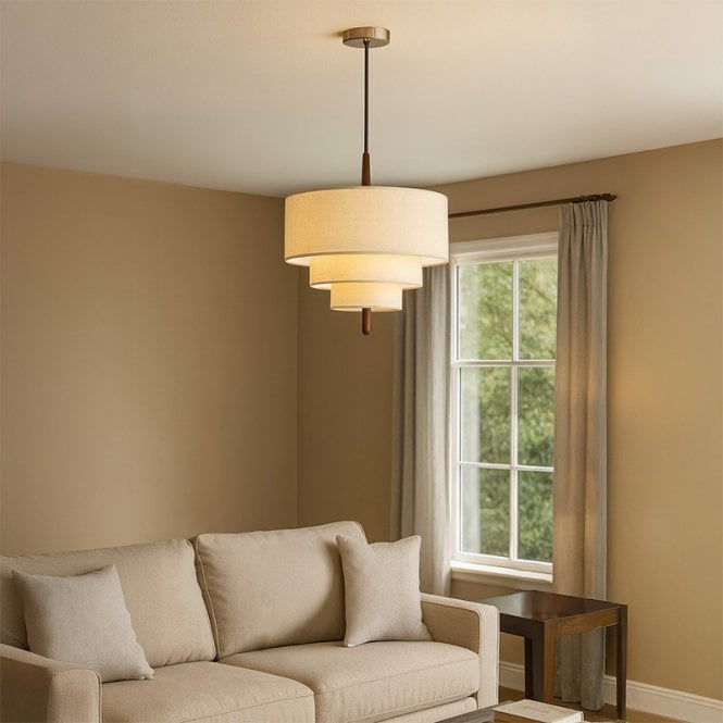 Wisteria  Mode Ceiling Pendant Light - Antique Brass, Brown & Natural