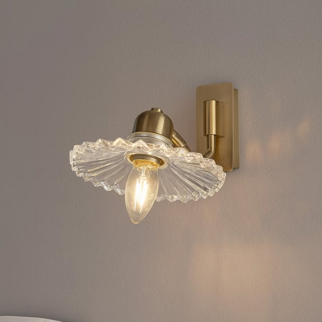 Wisteria  Notting Adjustable Clear Glass Wall Light - Antique Brass