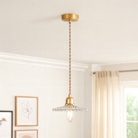 Wisteria Notting Clear Glass Ceiling Pendant Light - Antique Brass