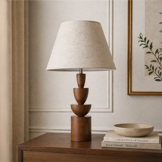 Wisteria  Nova Linen Table Lamp - Wood