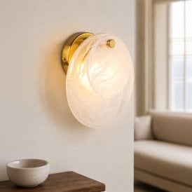 Wisteria Persephone Glass Flush Wall Light - Cloud White