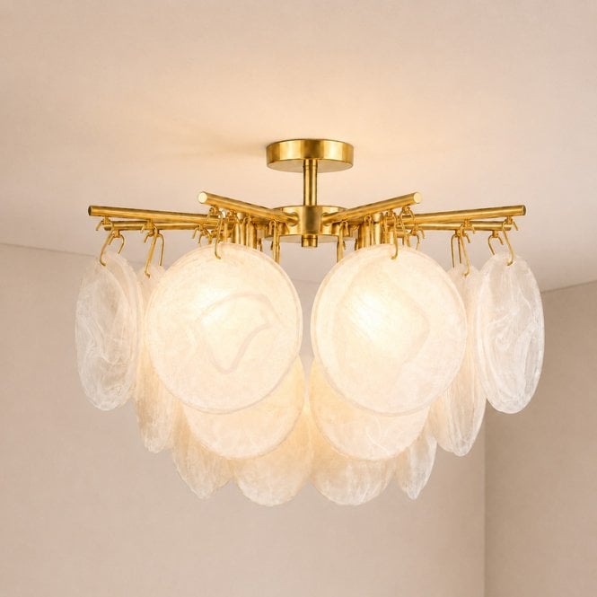 Wisteria  Persephone Glass Semi-Flush Ceiling Light - Cloud White