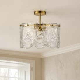 Wisteria Portia Glass Semi-Flush Ceiling Light - Clear