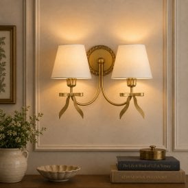 Wisteria Posy Twin Wall Light - Antique Brass