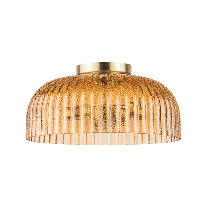 Wisteria  Pulse Glass Flush Ceiling Light - Antique Brass